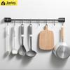 Stainless Steel No-Drill Wall-Mounted Kitchen & Bathroom Utensil Rack with Movable Hooks