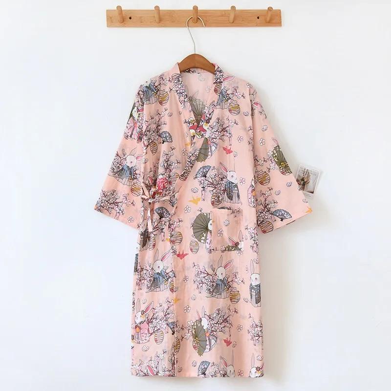 Женский хлопковый халат-кимоно, свободная домашняя одежда, пижамы, халаты для женщин, разноцветный кардиган с принтом, одежда для сна, женский халат