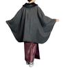 Japanese Style Loofah Wool Blend New [KYOETSU] Coat, Cape, Poncho, Collar, 21, Material, Women's (M, Gray)
