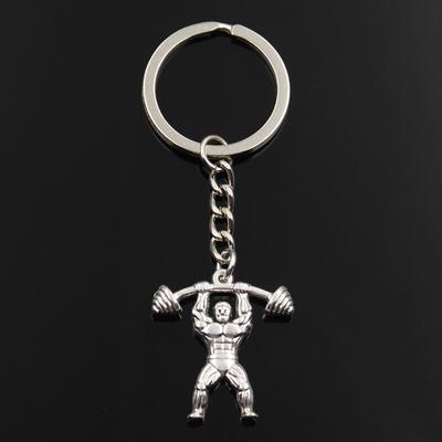 Модный брелок 31x28 мм для фитнеса, мускулистый мужчина, подъемная штанга, подвески, сделай сам, мужские ювелирные изделия, автомобильный брелок для ключей, кольцо для подарка