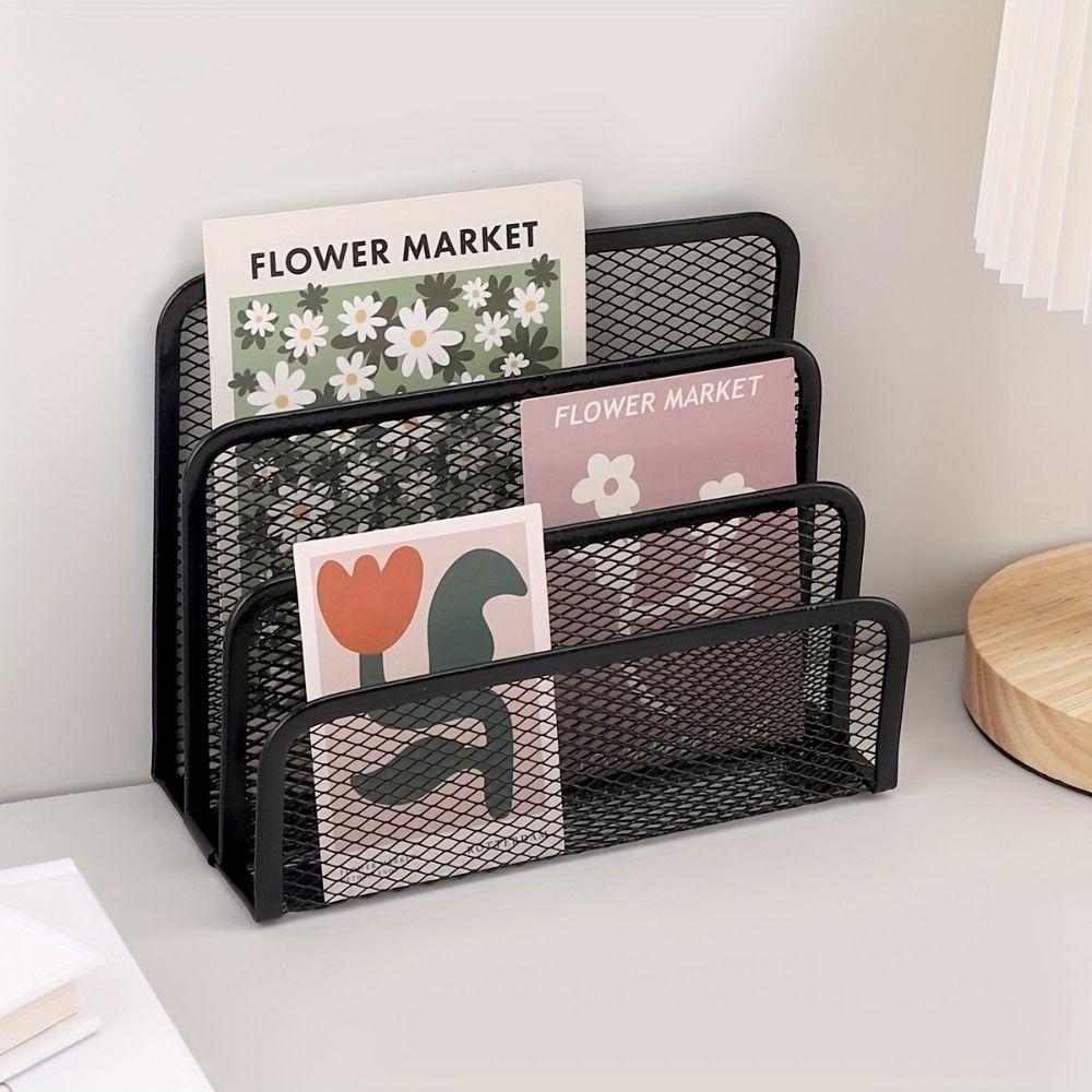 Metal Office Supplies Storage Rack Three-layer Business Document Tray Notebook Stand Papers