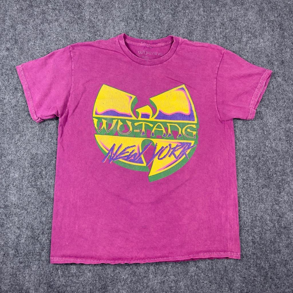 Wu-Tang Graphic T-Shirt Mens Large Purple New York Logo Mineral Wash Rap Tee Unisex T-Shirt