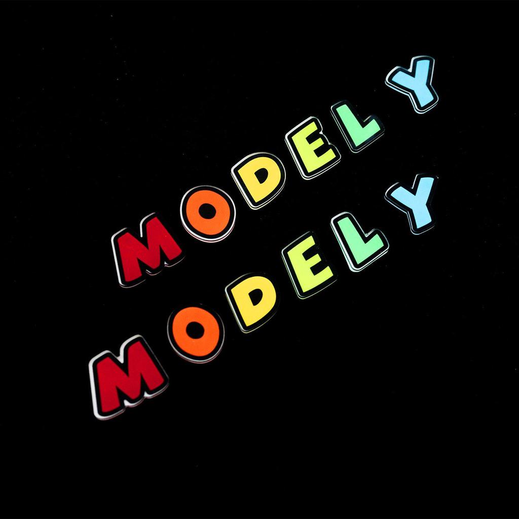Compatible with Tesla Model 3/Y Rear 3D Cartoon Colorful Car Logo Letter Stickers in Acrylic.