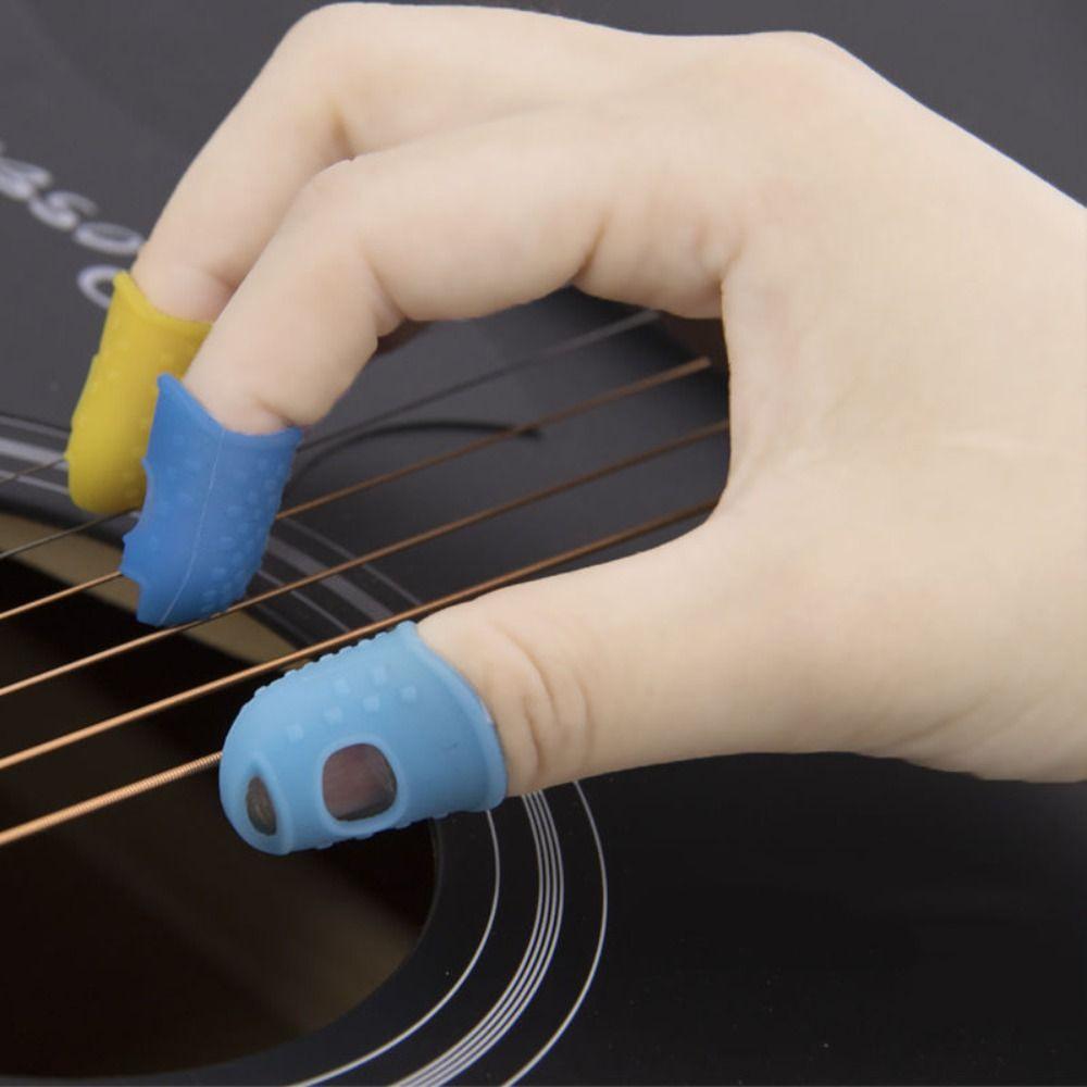 4 шт./комплект однотонные силиконовые защитные напальчники резиновые наперстки для гитары протекторы для укулеле