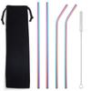 Reusable Metal Drinking Straws 304 Stainless Steel Straw Sturdy Bent Straight Boba Straw with Cleaning Brush Bar Party Accessory