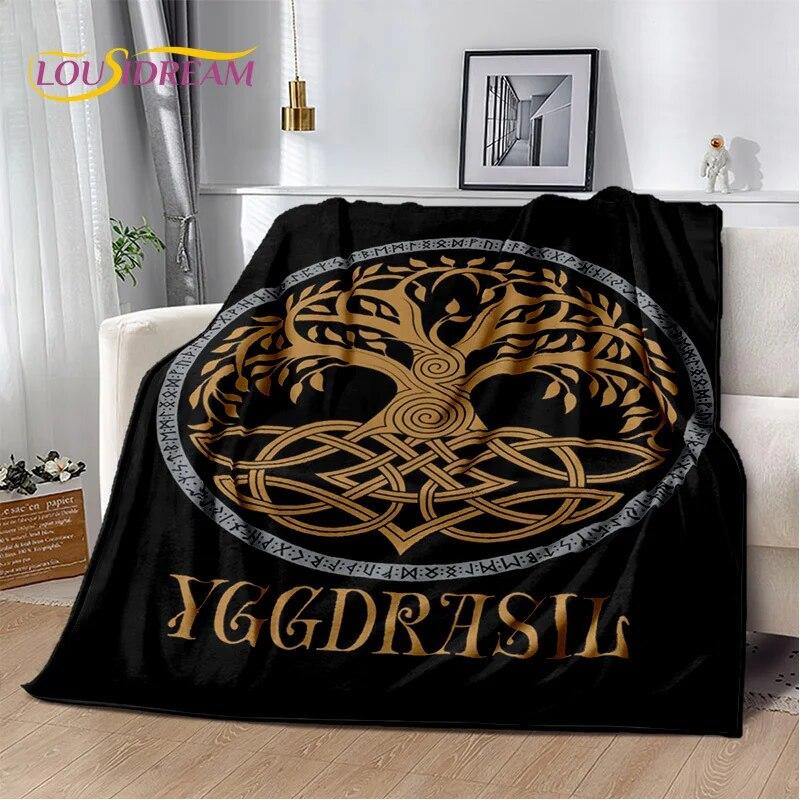 3D Viking Odin Valhalla Nordic Mythology Symbols Blanket,Soft Throw Blanket for Home Bedroom Bed Sofa Picnic Office Travel Cover