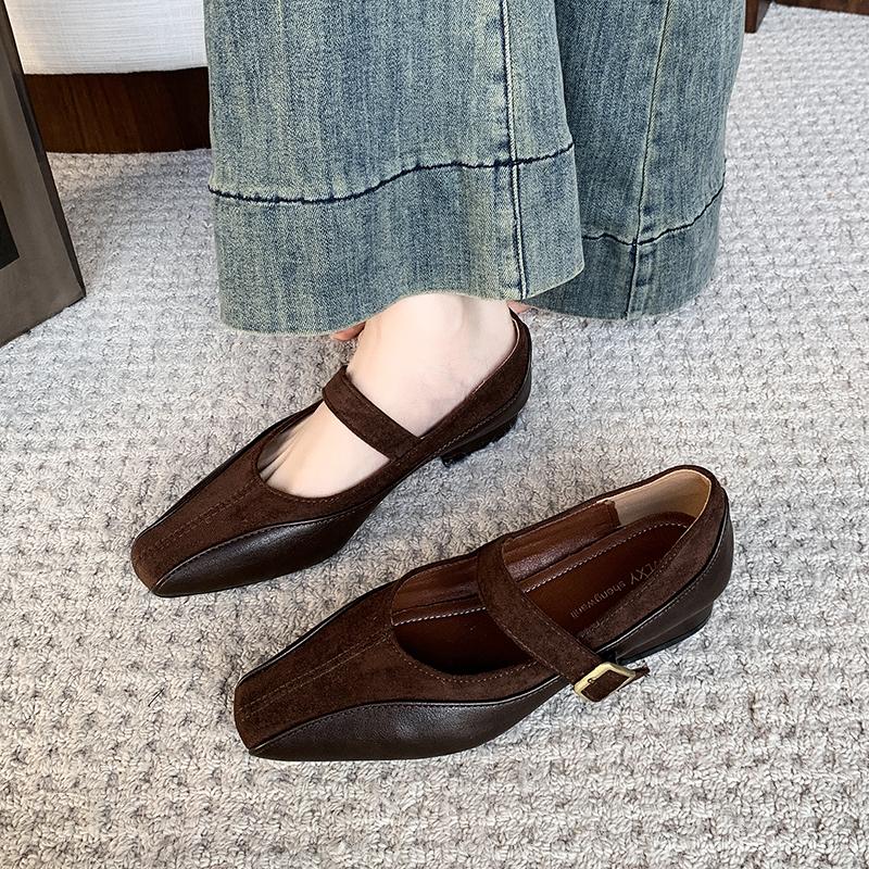 Spring Autumn Low Heel Pumps Fashion Mary Janes Women Shoes Comfortable Shallow Square Toe High Heels Office Party Woman Shoe