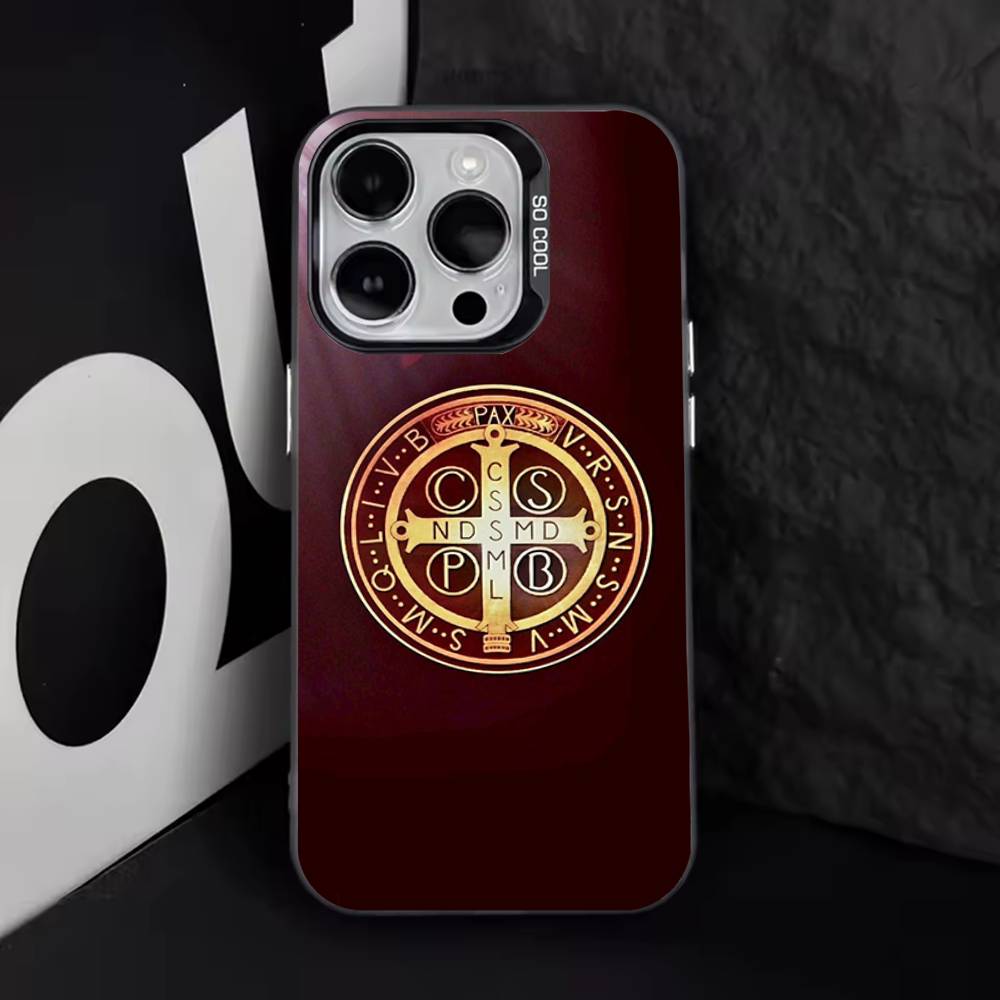 Sao Bento Benedict of Nursia For iPhone17,16,15,14,13,12,11,Pro,Max,Plus,E,Air,Mini Anti Fall Black Matte Hard Bumper Phone Case