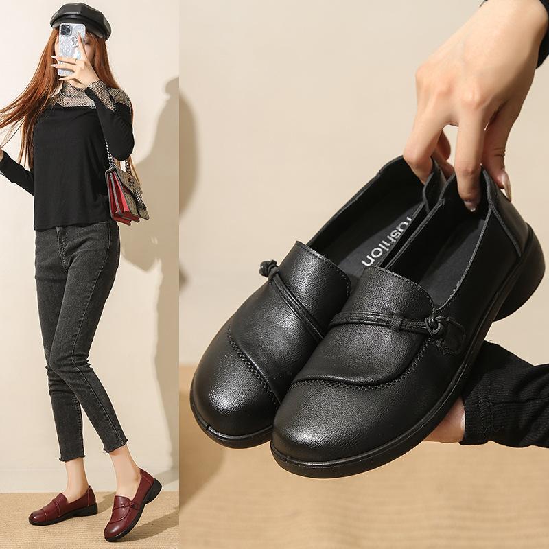 Мягкая подошва, мягкие туфли для мам, элегантные женские туфли больших размеров, дышащие и удобные летом, плоская подошва и не вызывают усталости, однопедальный грех