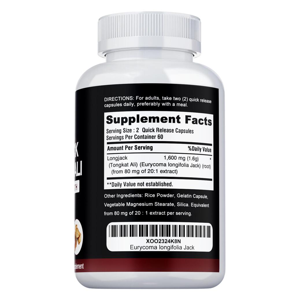 LONGJACK ТОНГКАТ АЛИ - 1600 мг на порцию - Растительный экстракт - Поддерживает умственную концентрацию и прирост силы