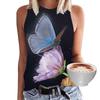 Летняя майка с 3D-принтом «Бабочка» с цветочным принтом для женщин, уличная одежда Y2k, свободный жилет с круглым вырезом, без рукавов, без бретелек для девочек