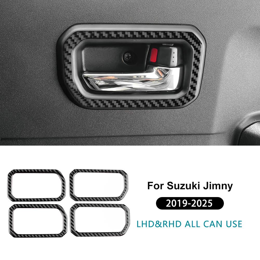 Наклейка из настоящего мягкого углеволокна для Suzuki Jimny 2019 2020 2025 2025 2025 2025 2025 LHD RHD Отделка рамки внутренней ручки двери автомобиля