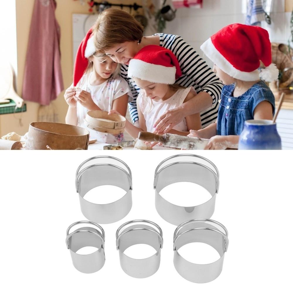 5pcs Stainless Steel Biscuit Cutter Molds With Handle Stars Shaped Cookie Cutters  Christmas