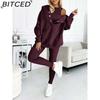 BITCED Женский спортивный костюм: худи, облегающий жилет в толстый рубчик и брюки, комплект из трех предметов