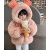 Autumn Winter Cute Big Ears Plush Baby Jacket Warm Faux Fur Coats for Girls Hooded Snow Coat Soft Children Outwear Clothing