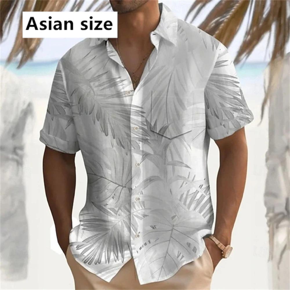 2025 Гавайская рубашка мужская и женская 3D-печатная рубашка с тропическим растением на пуговицах, летняя складная рубашка с коротким рукавом, модный топ