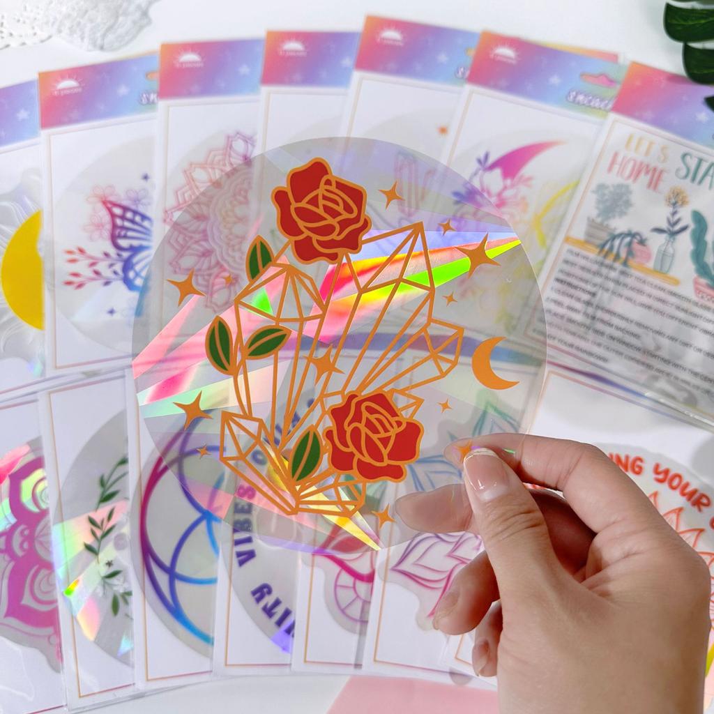 Красочная наклейка на окно, Ловец Солнца, радужная призма, бабочка, статическая стеклянная наклейка, ПВХ, противоударное стекло, домашний декор