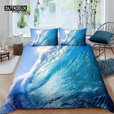 Главная Жизнь Роскошь 3D Surfriding Постельное белье Детский пододеяльник Наволочка Волны Постельное белье Queen и King Размеры ЕС/США/Австралия/Великобритания