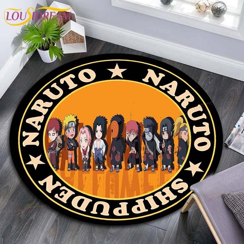 Круглые коврики с рисунком Наруто, геометрические противоскользящие напольные коврики для гостиной, декор для комнаты, домашние коврики, коврик для игр в стиле Наруто, детский коврик
