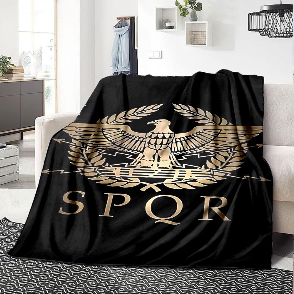 1 шт. Плед с орлом SPQR, Мягкий флис, Уютный, Всесезонный полиэстер, Идеально для дома, офиса