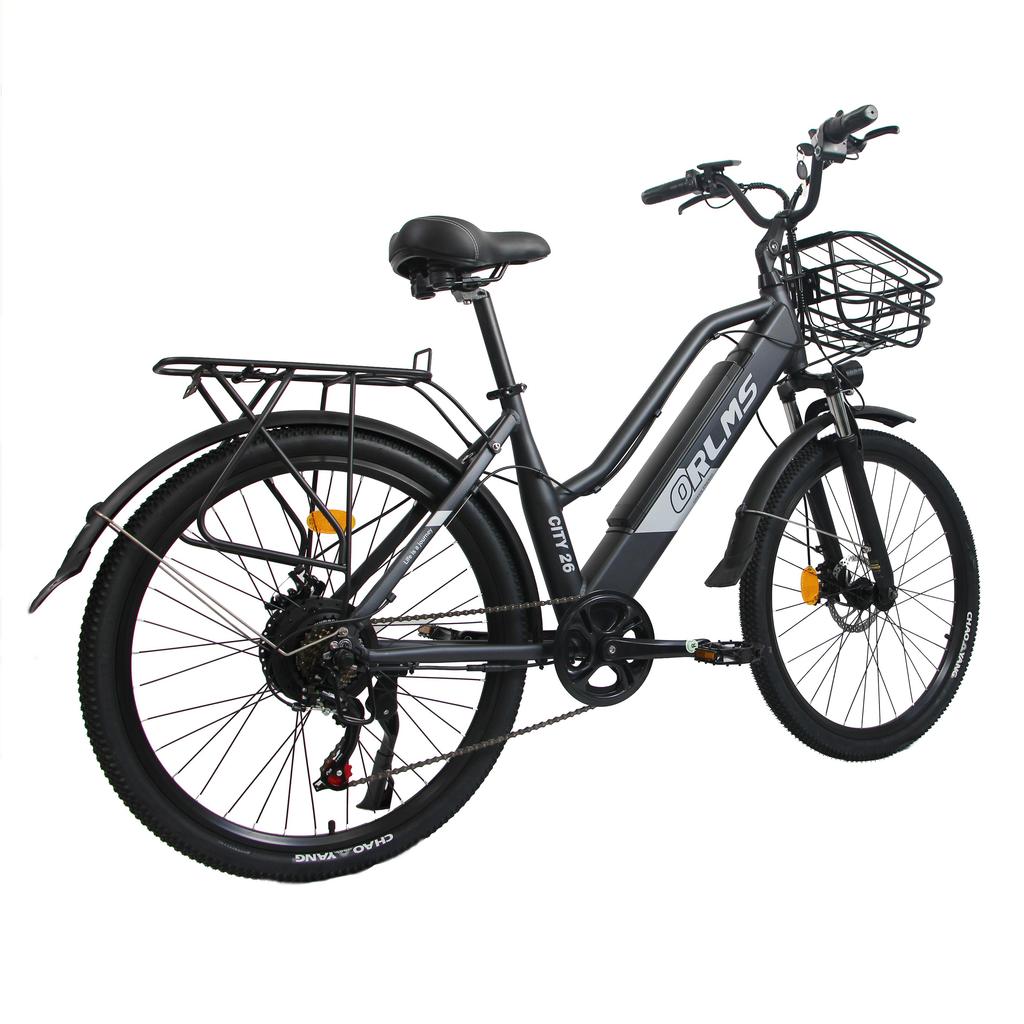ORLMS City Lady Blue/Black/Grey 500W motor+48V15AH battery 26 * 1.75 inch tires Ximano 7-speed power-off disc brake electric bicycle