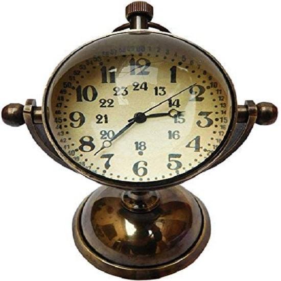 Brass Antique Desk Shelf Clock Compass Marine Analog Clock Nautical Gifts Décor Antique Desk Clock 12.7 Cm