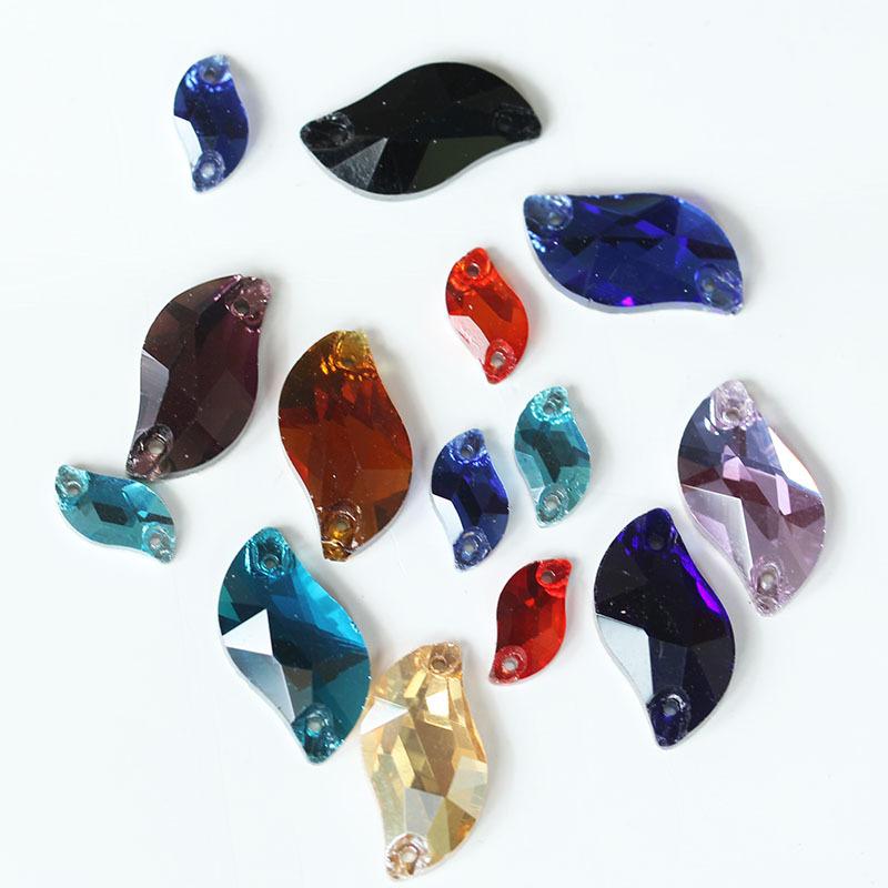 Crystal Glass Hand-Sewn Drill, Flat Bottom S-Shaped Double-Hole Drill Jewelry Diy Beauty Clothing Accessories