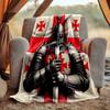 Cross Templars Knight Flannel Blanket Soft Warm All-Season Throw, Design for Camping, Car Travel, Hiking Sofa, Bed, Office Perfect Gift for Parties