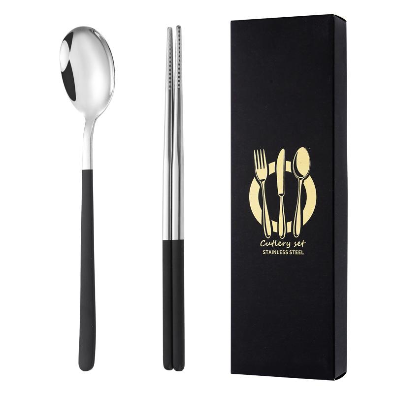 Подарочная коробка из нержавеющей стали 304, нож, ложка, палочки для еды, специальный набор, набор для приготовления пищи, семейная кухня, дорожный, полный набор, 2 шт.