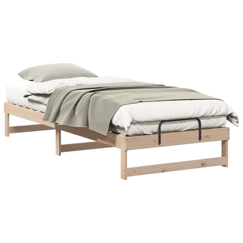 Brown Bed Frame 90 x 220 cm Solid Pine Wood