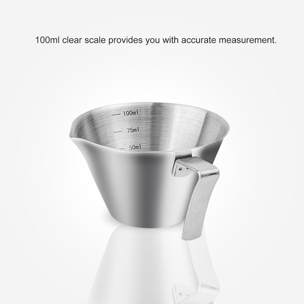 V-Shaped Mouth Drinks Measurer Stainless Steel Measuring Cup 100ml Espresso Cup Coffee Brewing