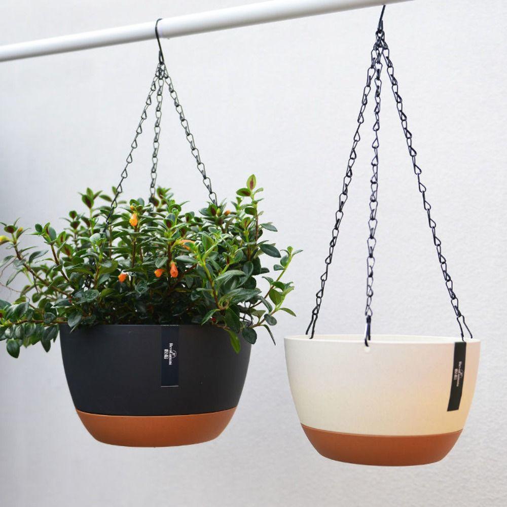 Самополивные подвесные горшки с дренажным отверстием, подвесные цепные корзины, горшок для растений на открытом воздухе