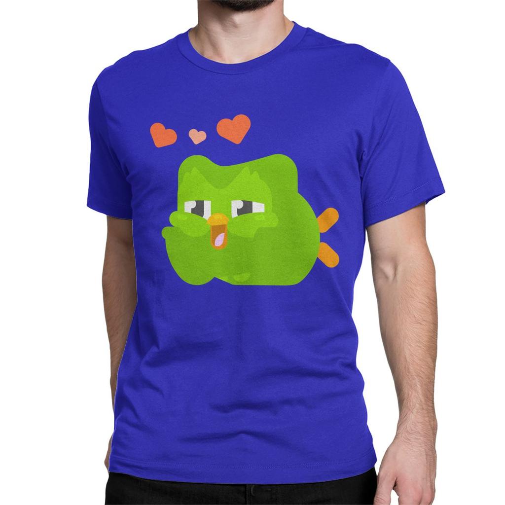 Мужские Женские Милые Футболки Duolingo Мультяшная Сова Хлопковые Топы Модные Футболки с Коротким Рукавом и Круглым Вырезом Вечериночная Футболка