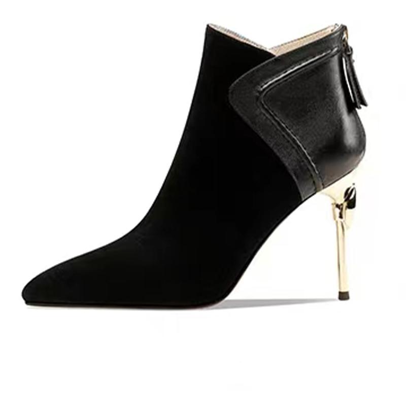 Мода Высокие каблуки Женские Ботильоны Сексуальный Острый Носок Дизайнерская Обувь Зимняя Мода Новые Туфли-Лодочки 2025 Платье Новые Роскошные Сапоги Mujer Zapatos