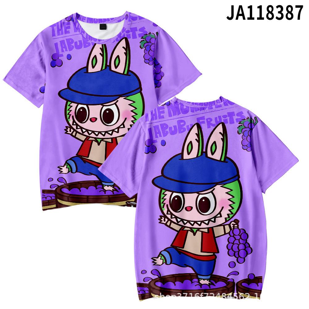 2025 Новая летняя модная свободная футболка Labubu для женщин, повседневная удобная футболка с коротким рукавом для детей, повседневная футболка с круглым вырезом