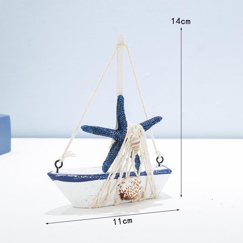 Solid Wood Sailboat Ornaments: Mediterranean Table Decorations & Creative Photography Props