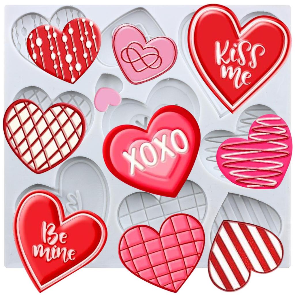 Heart Silicone Molds Love You XOXO Letter Kiss Rose Fondant Mold Cake Decorating Tools Cupcake Topper Candy Resin Clay Chocolate Gumpaste Mold