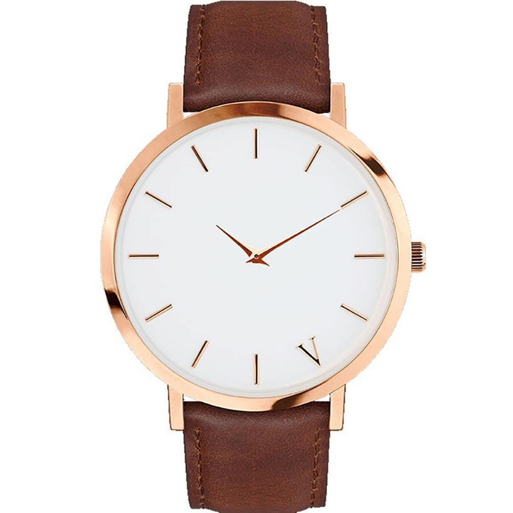 Женские и мужские дизайнерские кварцевые аналоговые наручные часы с кожаным ремешком