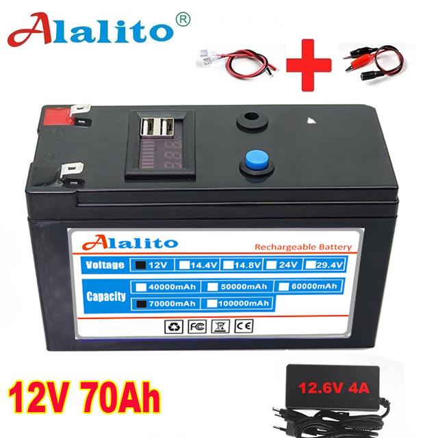 New Usb Power Display 12v 60ah 18650 Lithium Battery Pack Is Suitable For Solar Energy And Electric Vehicle Battery +12 .6v Charge