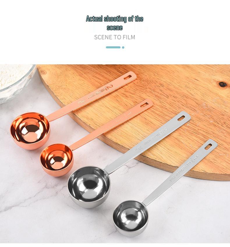 Stainless Steel Long Handle Measuring Spoon Set: 30ml Coffee, 15ml Milk/Fruit Powder - Perfect Baking Tool