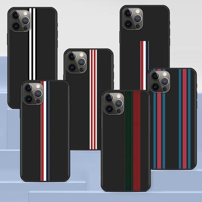 Чехол для телефона Apple iPhone 14 11 13 Pro Max 12 Mini XR 7 8 + SE 2020 XS 6 6s Plus Sports Brand Stripes Silicone Black Cover
