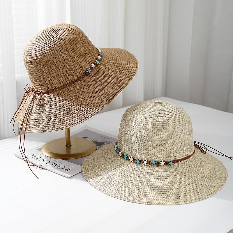 Straw hat women's summer new foldable sun hat big brim sun hat seaside vacation beach hat