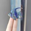 Sparkling Rhinestone Fish Brooches Women Metal Flat Fish Office Casual Brooch Pins Gifts