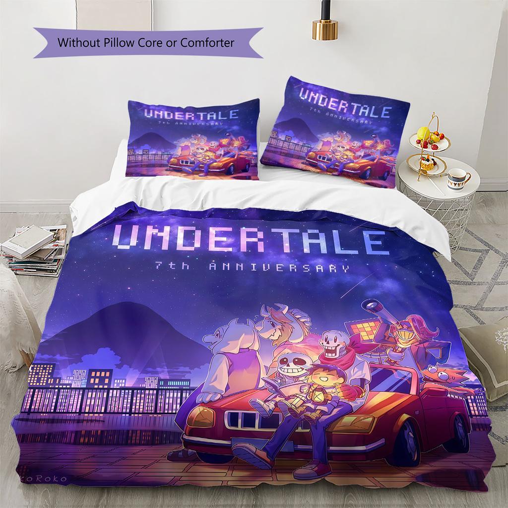 Deltarune Brave Bond Bedding Quilt Set Quilt Cover Pillowcase Home Decoration Birthday Gift (1 * duvet cover + 2 * pillowcase, without core)
