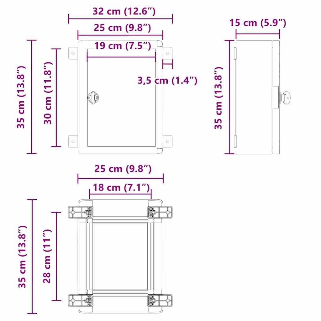 Control Cabinet Gray 32 x 15 x 35 cm ABS Plastic