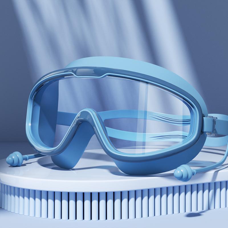Очки для плавания с большой оправой HD-линзой и противотуманными водонепроницаемыми очками для плавания для взрослых, душа, бассейна, для мужчин и женщин