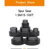 Spur Gear 1.5 Module-20T Blackening SC45#Carbon Steel  High Frequency Quenching Gear Bore Size 5/6/6.35/8/10/12/14/15 mm