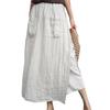 Casual Cotton Linen Blend Women's Spring Summer Loose Fit Plus Size Side Slit Cropped Pants Two-Piece Illusion Bottoms Skirt