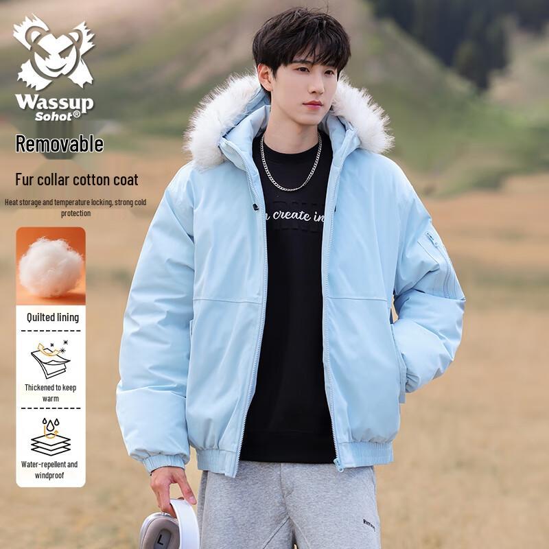 Wassup Sohot Мужская зимняя куртка с капюшоном и утеплителем