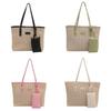 Womens Grass Weaving Handbag With Dual Shoulder Straps For Streetwear Style